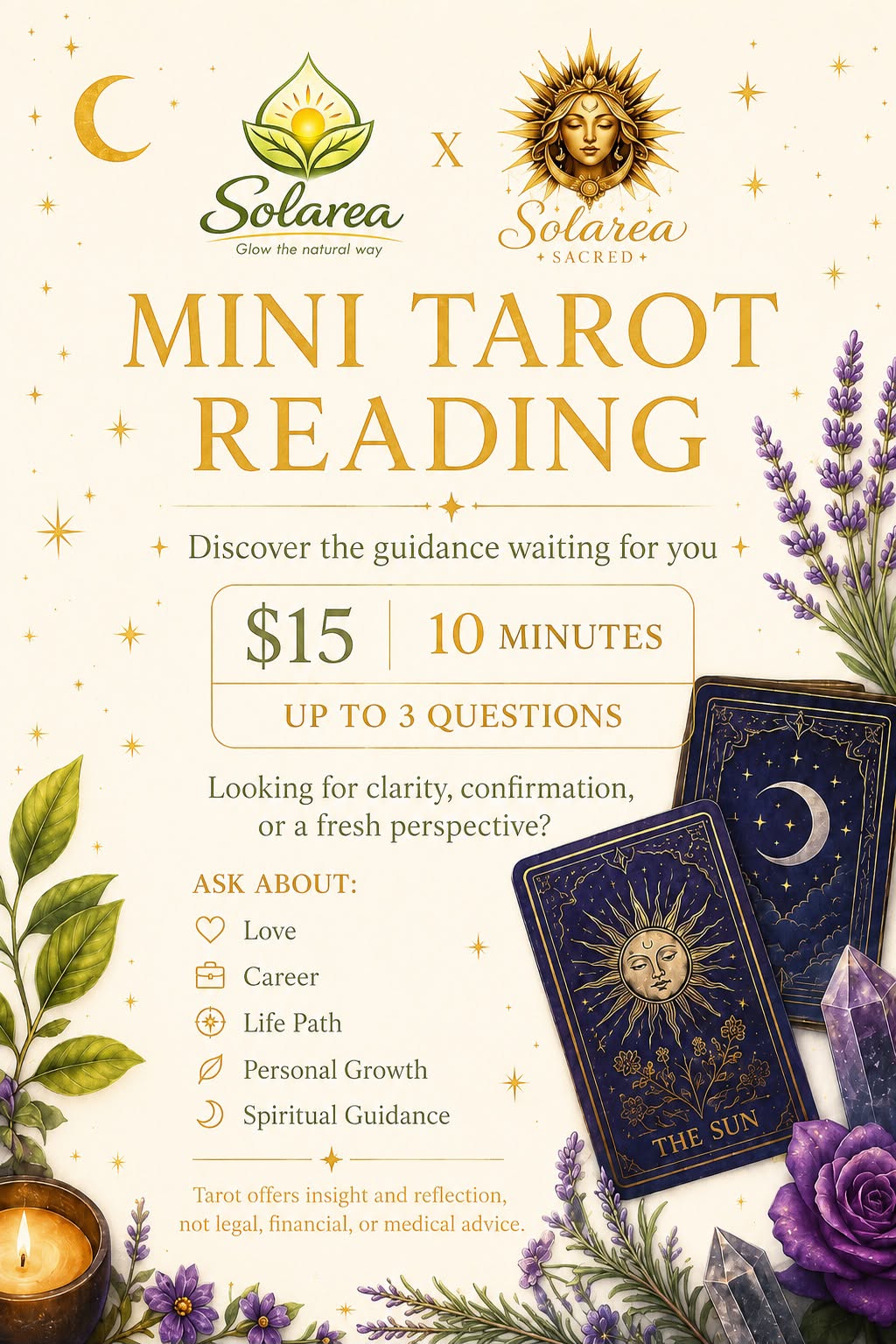 Mini tarot reading poster by Solarea Sacred